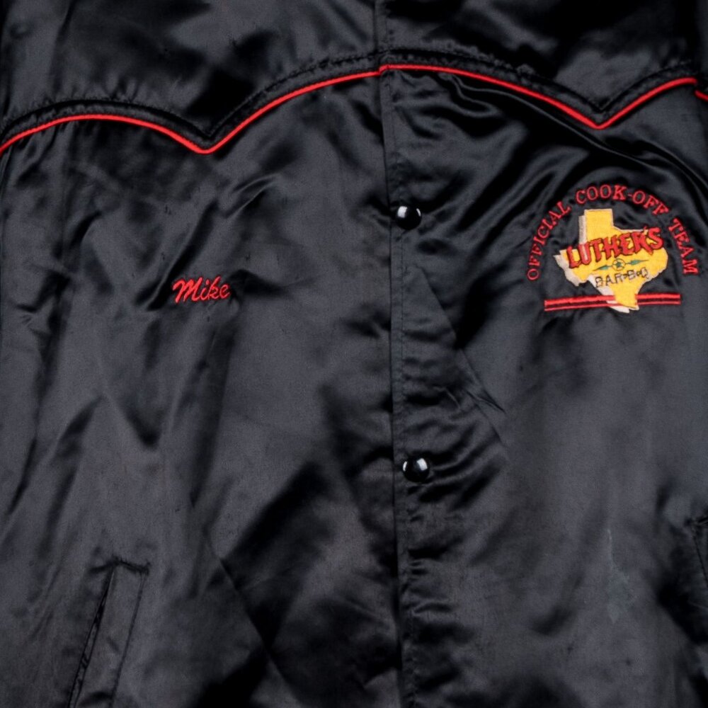 Luthers BARBQ Cook Off Team Bomber Jacket 2XL Texas Barbeque BBQ Satin Western - Picture 9 of 11